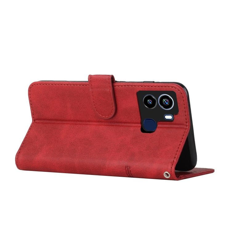 For Tecno Pop 6 Stitching Calf Texture Buckle Leather Phone Case
