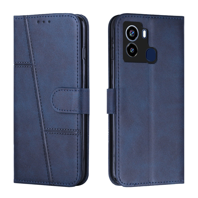 For Tecno Pop 6 Stitching Calf Texture Buckle Leather Phone Case