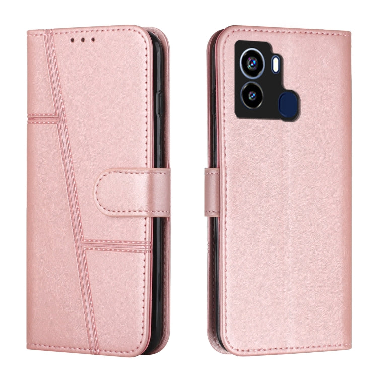 For Tecno Pop 6 Stitching Calf Texture Buckle Leather Phone Case