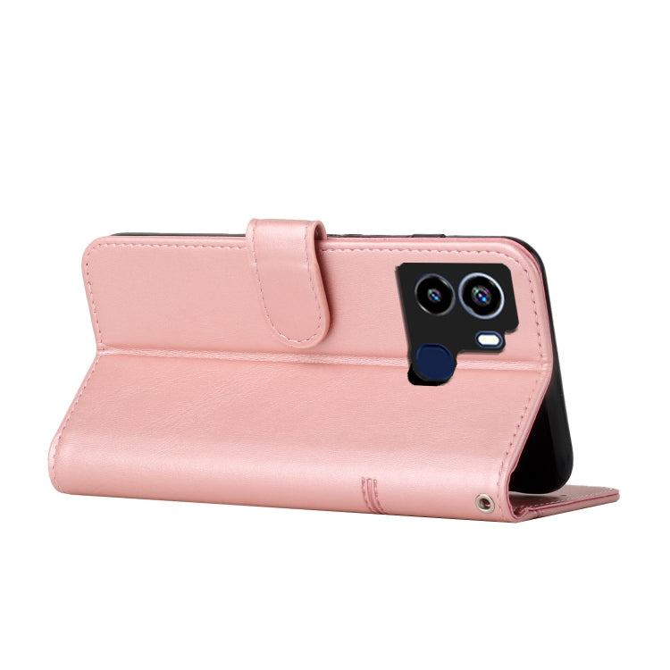 For Tecno Pop 6 Stitching Calf Texture Buckle Leather Phone Case
