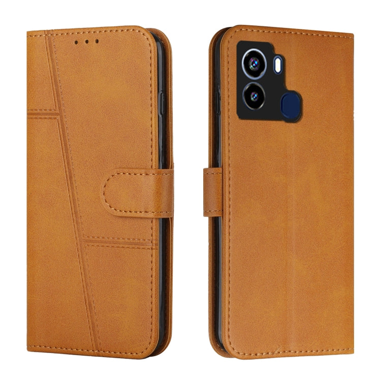 For Tecno Pop 6 Stitching Calf Texture Buckle Leather Phone Case