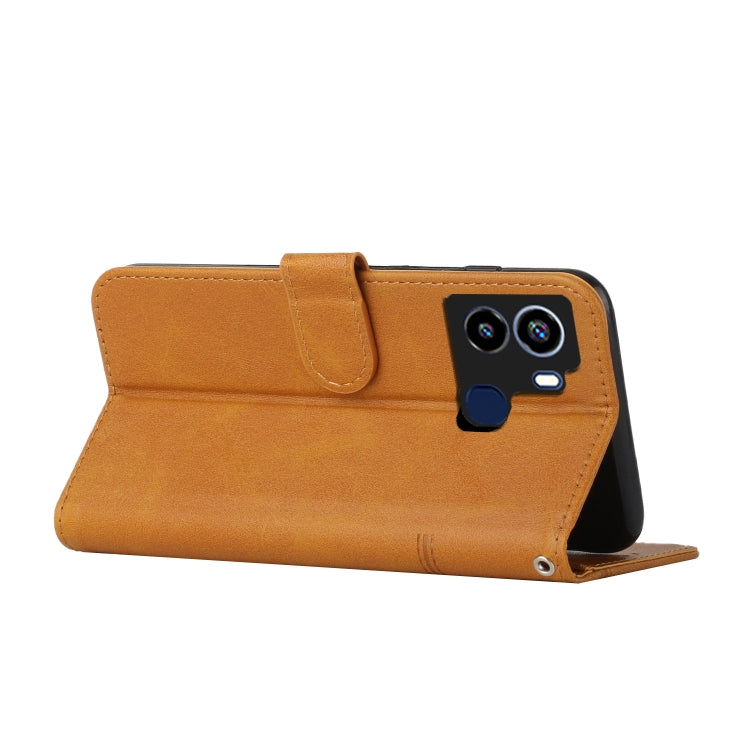 For Tecno Pop 6 Stitching Calf Texture Buckle Leather Phone Case