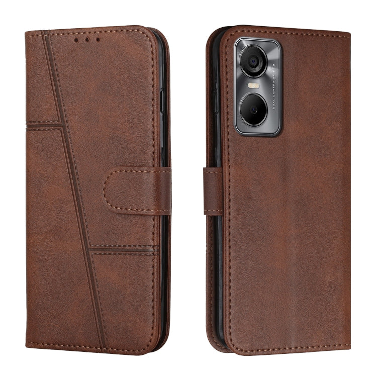 For Tecno Pop 6 Pro Stitching Calf Texture Buckle Leather Phone Case
