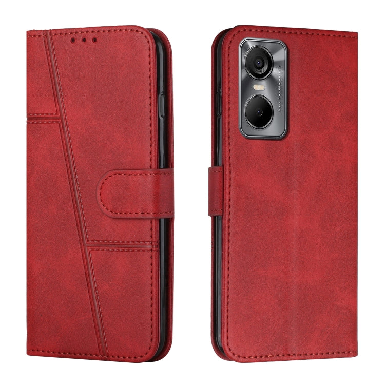 For Tecno Pop 6 Pro Stitching Calf Texture Buckle Leather Phone Case