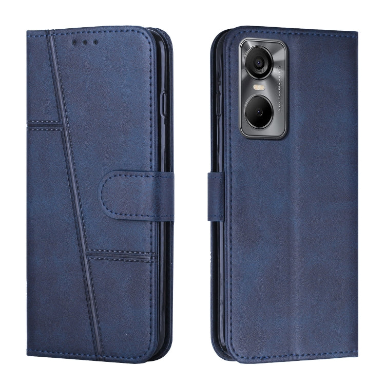 For Tecno Pop 6 Pro Stitching Calf Texture Buckle Leather Phone Case
