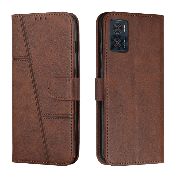 For Motorola Moto E22 / E22i Stitching Calf Texture Buckle Leather Phone Case