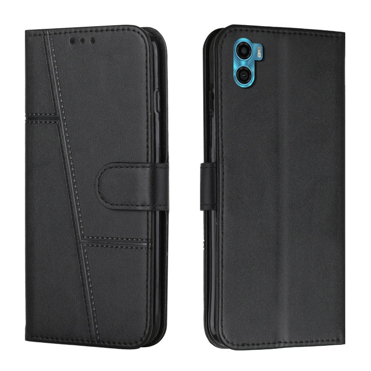 For Motorola Moto E22s 4G Stitching Calf Texture Buckle Leather Phone Case