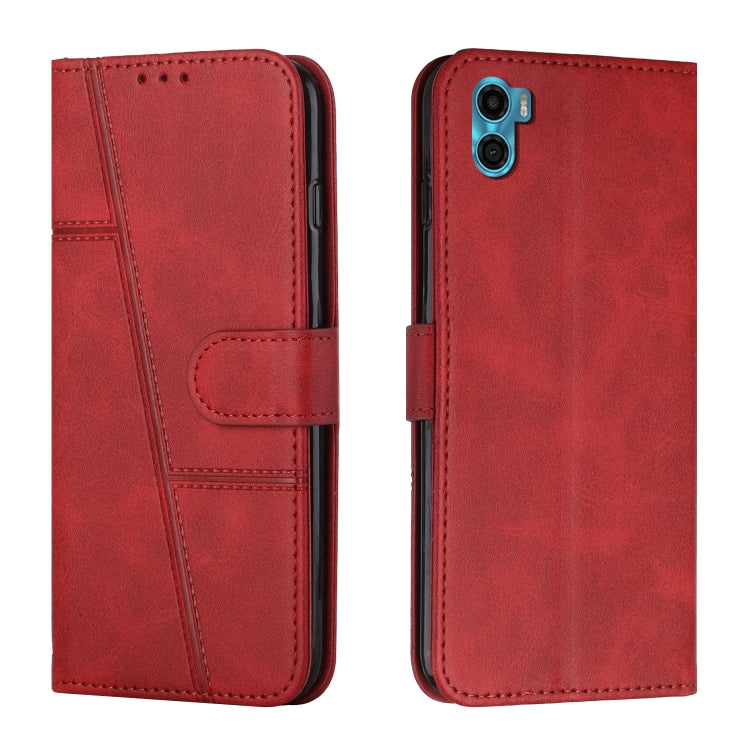 For Motorola Moto E22s 4G Stitching Calf Texture Buckle Leather Phone Case