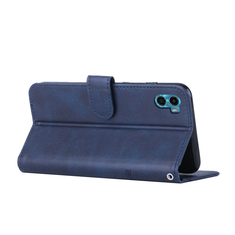 For Motorola Moto E22s 4G Stitching Calf Texture Buckle Leather Phone Case
