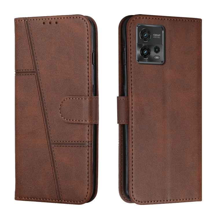 For Motorola Moto G72 Stitching Calf Texture Buckle Leather Phone Case