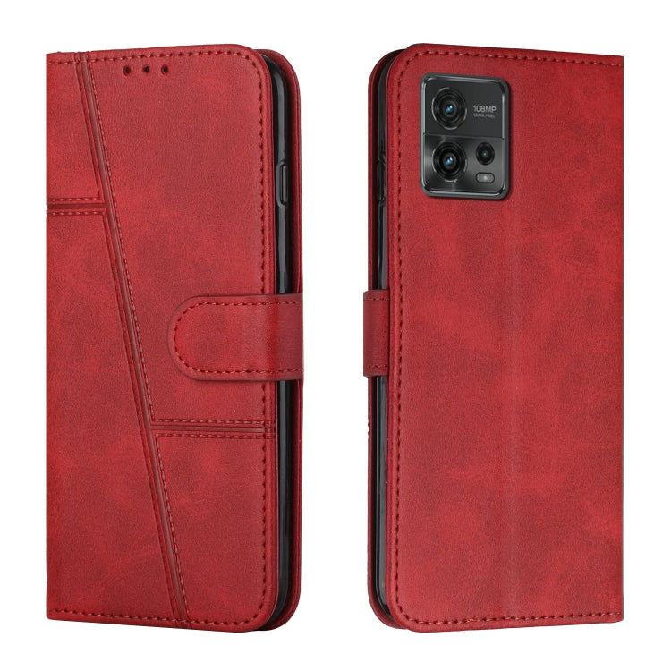 For Motorola Moto G72 Stitching Calf Texture Buckle Leather Phone Case