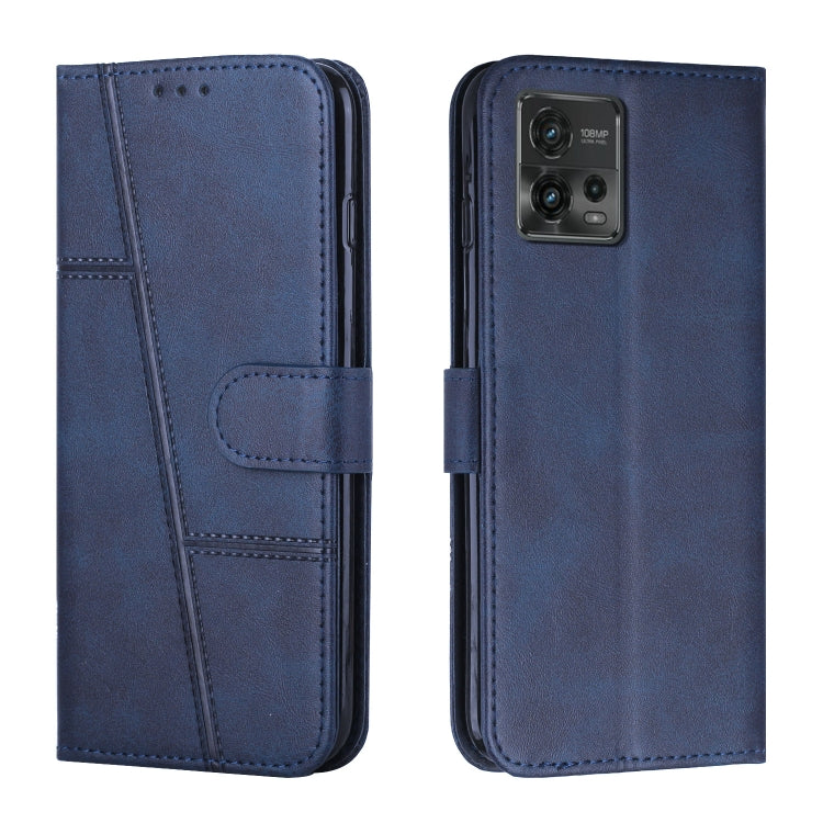 For Motorola Moto G72 Stitching Calf Texture Buckle Leather Phone Case
