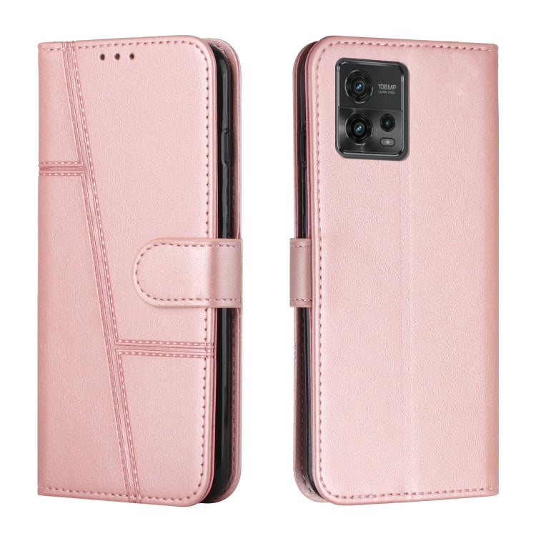 For Motorola Moto G72 Stitching Calf Texture Buckle Leather Phone Case