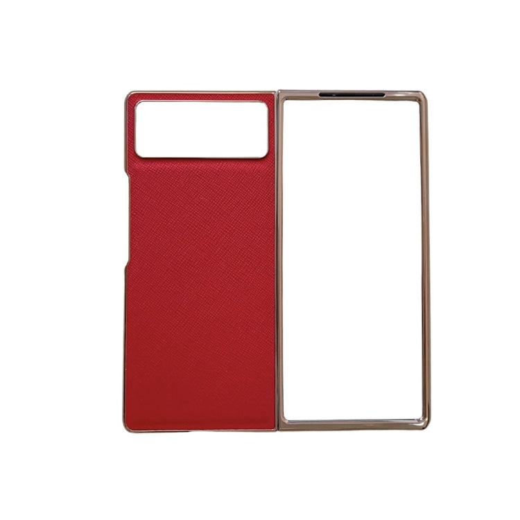 For Xiaomi Mix Fold 2 Nano Electroplating Cross Texture Genuine Leather Phone Case