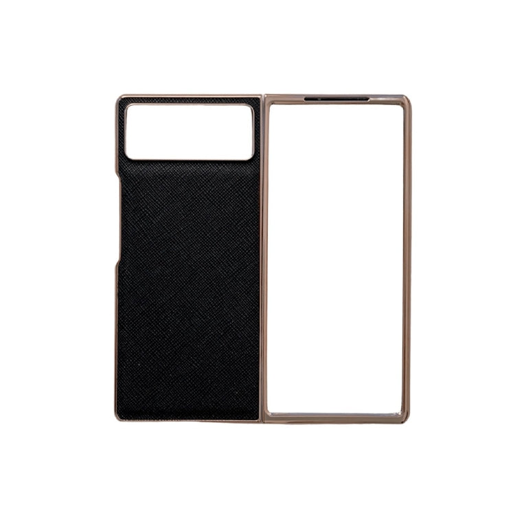 For Xiaomi Mix Fold 2 Nano Electroplating Cross Texture Genuine Leather Phone Case