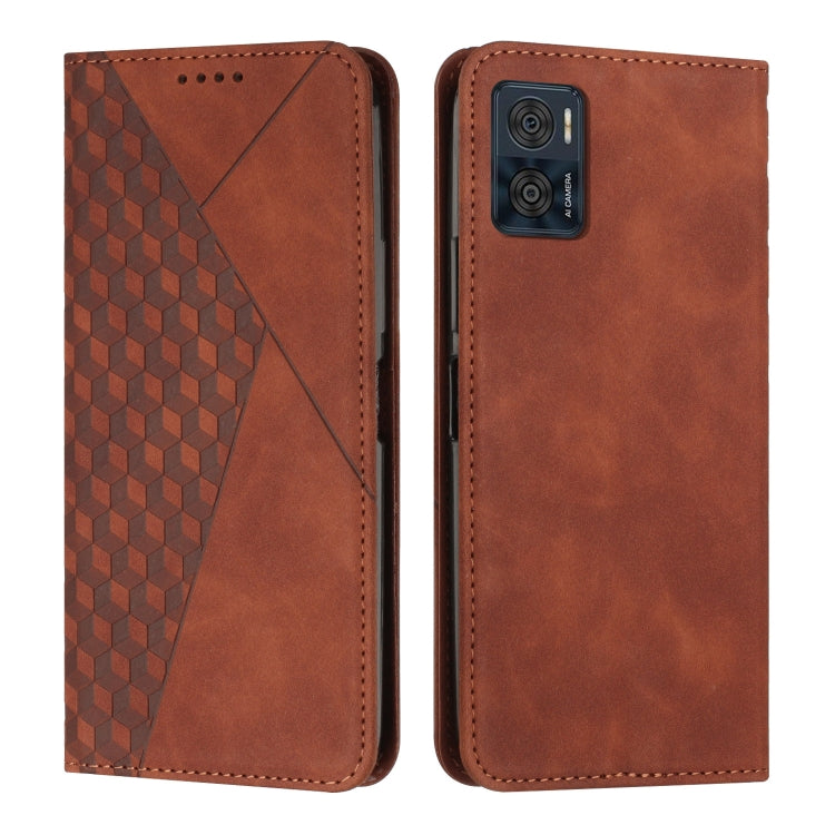 For Motorola Moto E22 / E22i Diamond Pattern Skin Feel Magnetic Leather Phone Case
