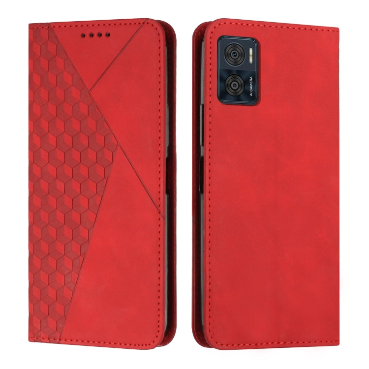 For Motorola Moto E22 / E22i Diamond Pattern Skin Feel Magnetic Leather Phone Case