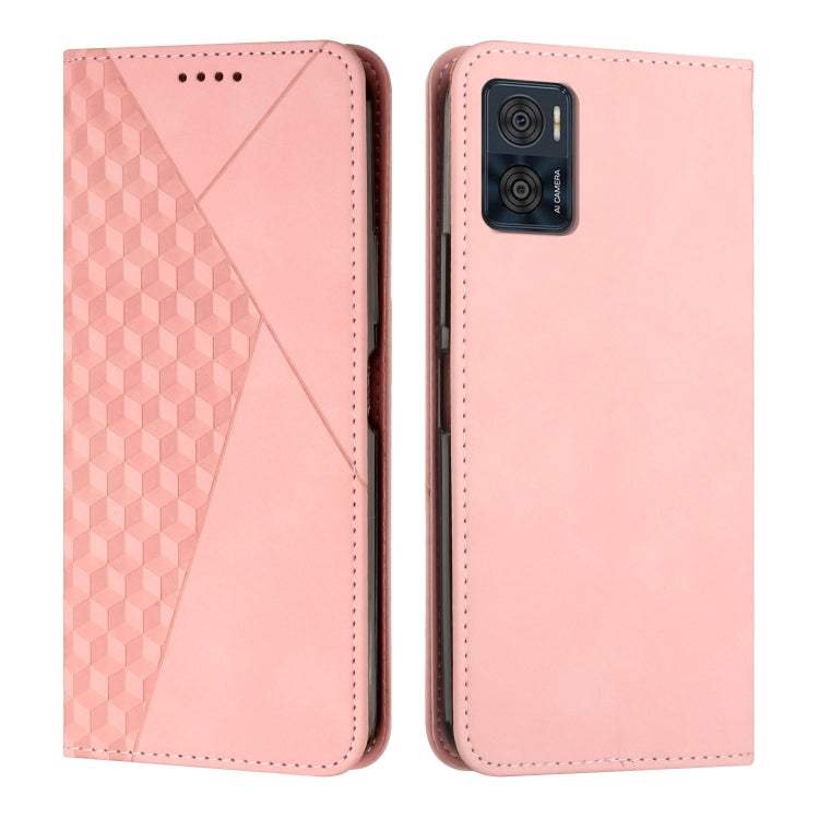 For Motorola Moto E22 / E22i Diamond Pattern Skin Feel Magnetic Leather Phone Case