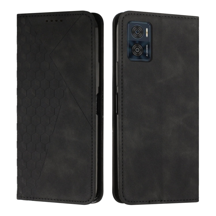 For Motorola Moto E22 / E22i Diamond Pattern Skin Feel Magnetic Leather Phone Case