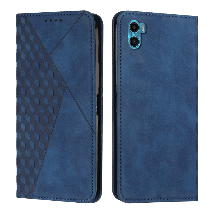 For Motorola Moto E22s 4G Diamond Pattern Skin Feel Magnetic Leather Phone Case