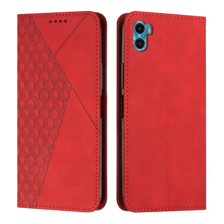 For Motorola Moto E22s 4G Diamond Pattern Skin Feel Magnetic Leather Phone Case