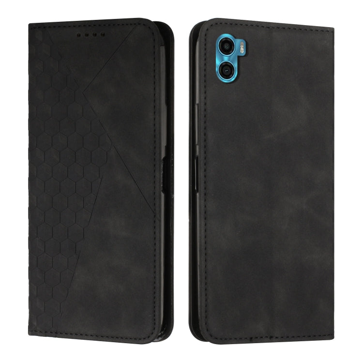 For Motorola Moto E22s 4G Diamond Pattern Skin Feel Magnetic Leather Phone Case