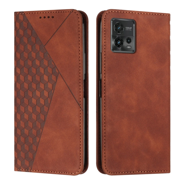 For Motorola Moto G72 Diamond Pattern Skin Feel Magnetic Leather Phone Case