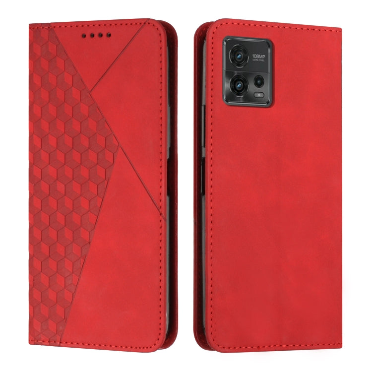For Motorola Moto G72 Diamond Pattern Skin Feel Magnetic Leather Phone Case