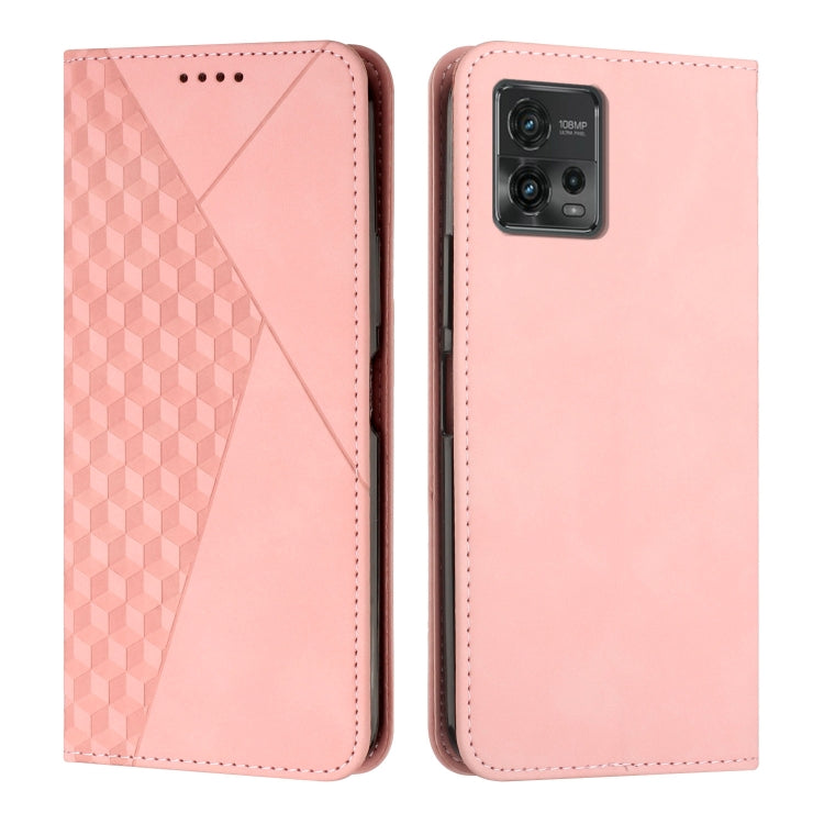 For Motorola Moto G72 Diamond Pattern Skin Feel Magnetic Leather Phone Case
