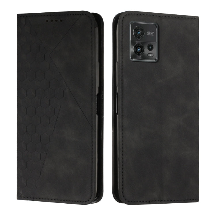 For Motorola Moto G72 Diamond Pattern Skin Feel Magnetic Leather Phone Case