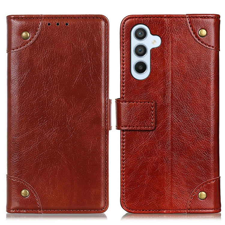 For Samsung Galaxy A34 5G Copper Buckle Nappa Texture Horizontal Flip Leather Phone Case
