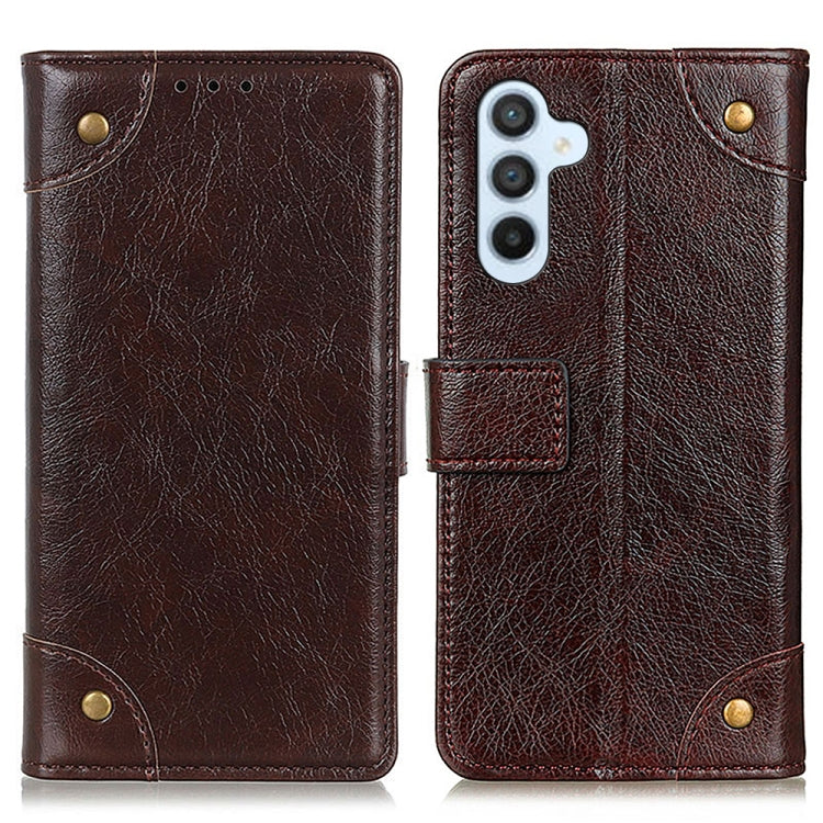For Samsung Galaxy A34 5G Copper Buckle Nappa Texture Horizontal Flip Leather Phone Case