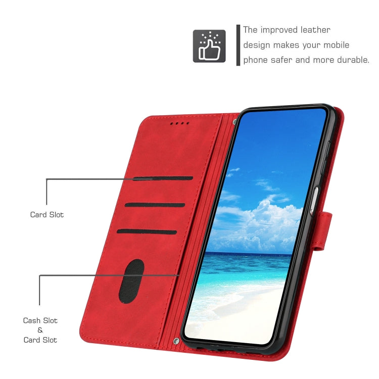 For Tecno Pova Neo 2 Skin Feel Heart Pattern Leather Phone Case with Lanyard