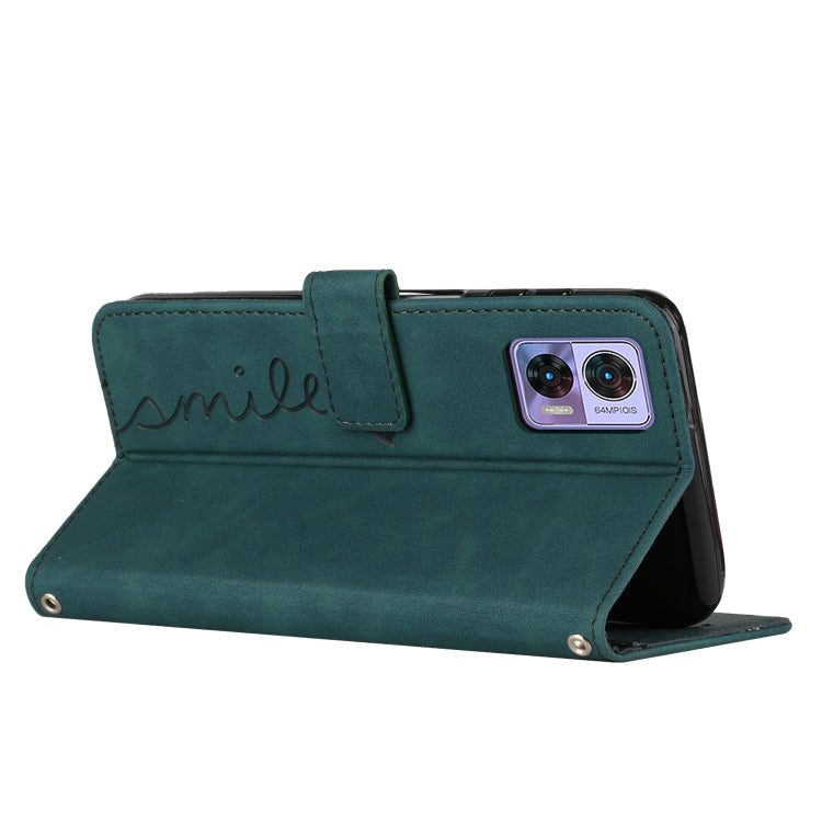 For Motorola Edge 30 Neo / Edge 30 Lite Skin Feel Heart Pattern Leather Phone Case with Lanyard
