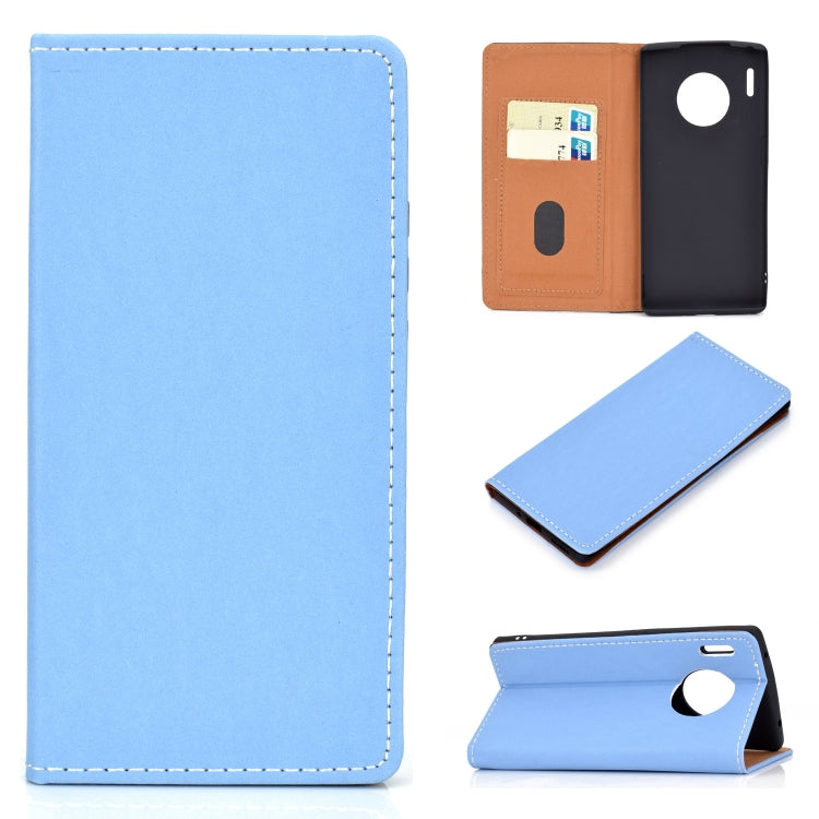 For Huawei Mate 30 Pro Solid Color Frosted Magnetic Horizontal Flip Leather Case with Card Slots & Holder