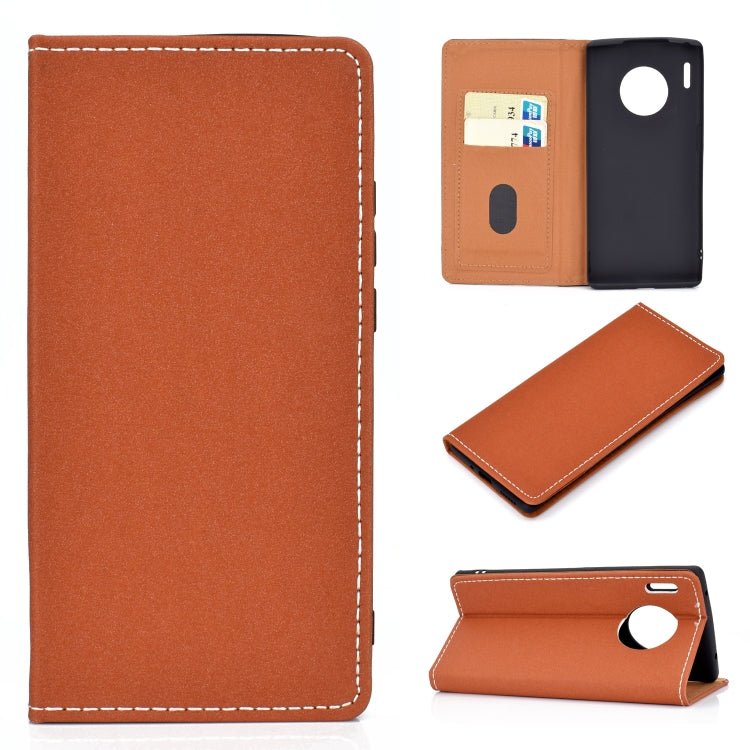 For Huawei Mate 30 Pro Solid Color Frosted Magnetic Horizontal Flip Leather Case with Card Slots & Holder