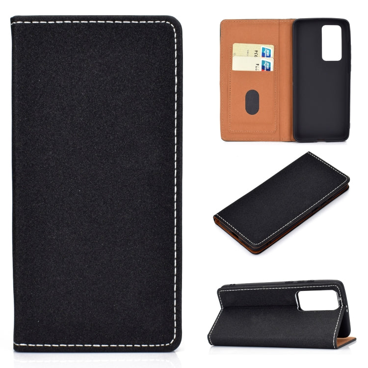 For Huawei P40 Solid Color Frosted Magnetic Horizontal Flip Leather Case with Card Slots & Holder
