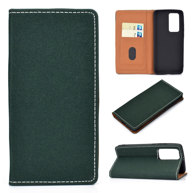 For Huawei P40 Solid Color Frosted Magnetic Horizontal Flip Leather Case with Card Slots & Holder