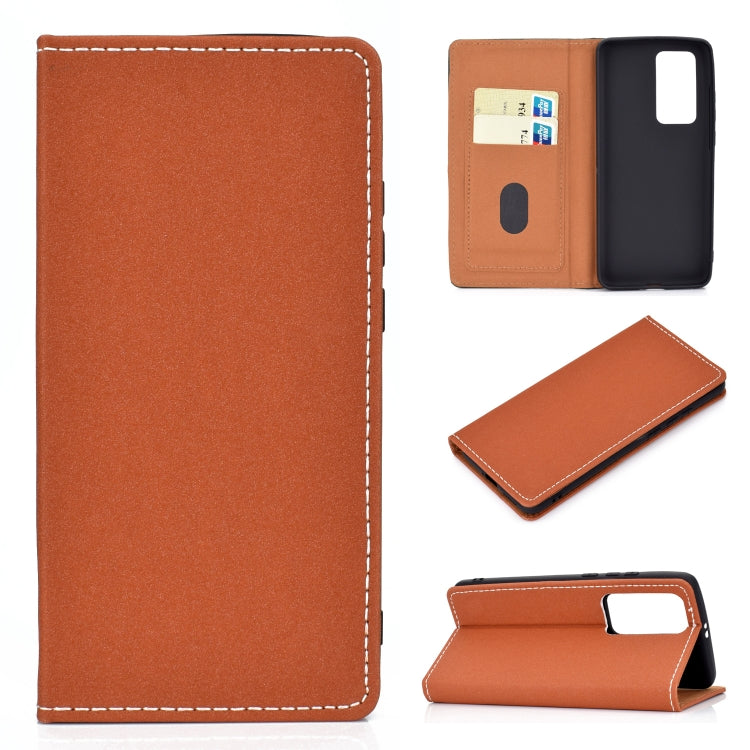 For Huawei P40 Solid Color Frosted Magnetic Horizontal Flip Leather Case with Card Slots & Holder