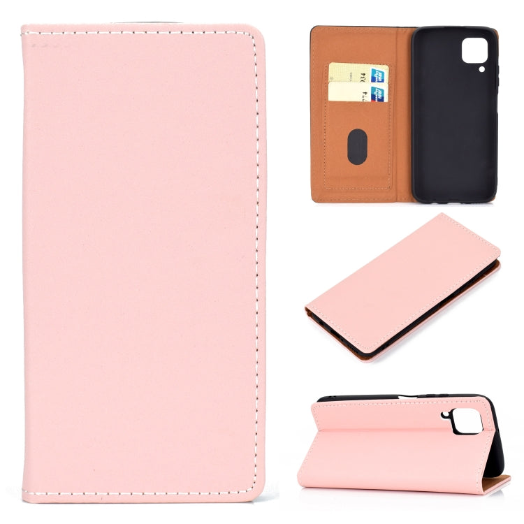 For Huawei P40 Lite Solid Color Frosted Magnetic Horizontal Flip Leather Case with Card Slots & Holder