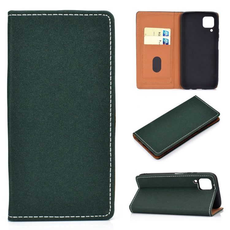 For Huawei P40 Lite Solid Color Frosted Magnetic Horizontal Flip Leather Case with Card Slots & Holder