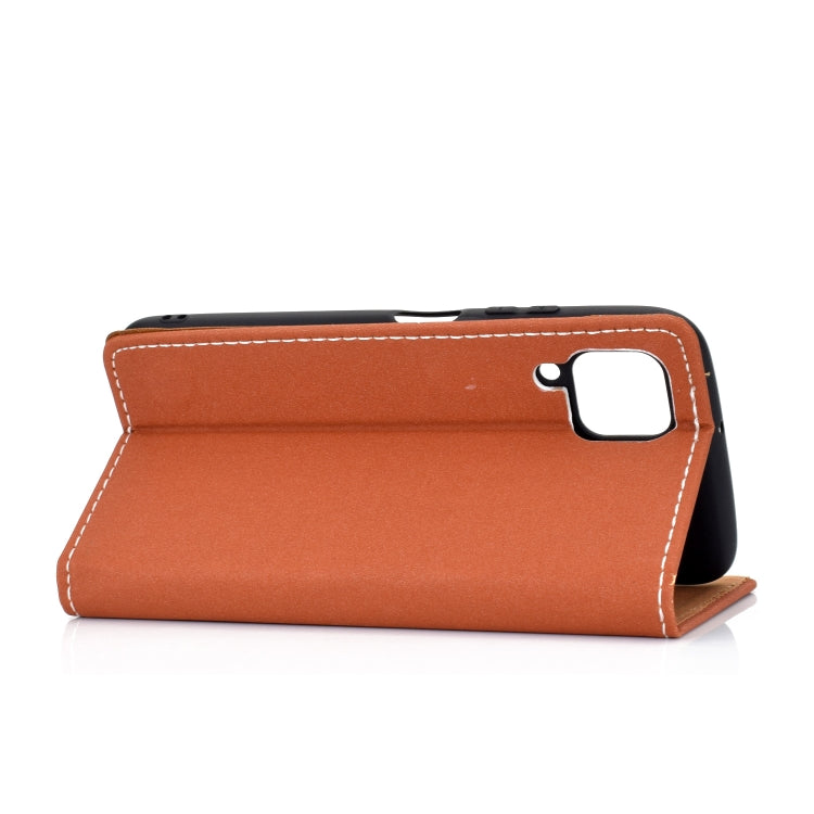 For Huawei P40 Lite Solid Color Frosted Magnetic Horizontal Flip Leather Case with Card Slots & Holder