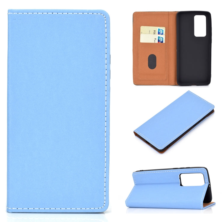 For Huawei P40 Pro Solid Color Frosted Magnetic Horizontal Flip Leather Case with Card Slots & Holder