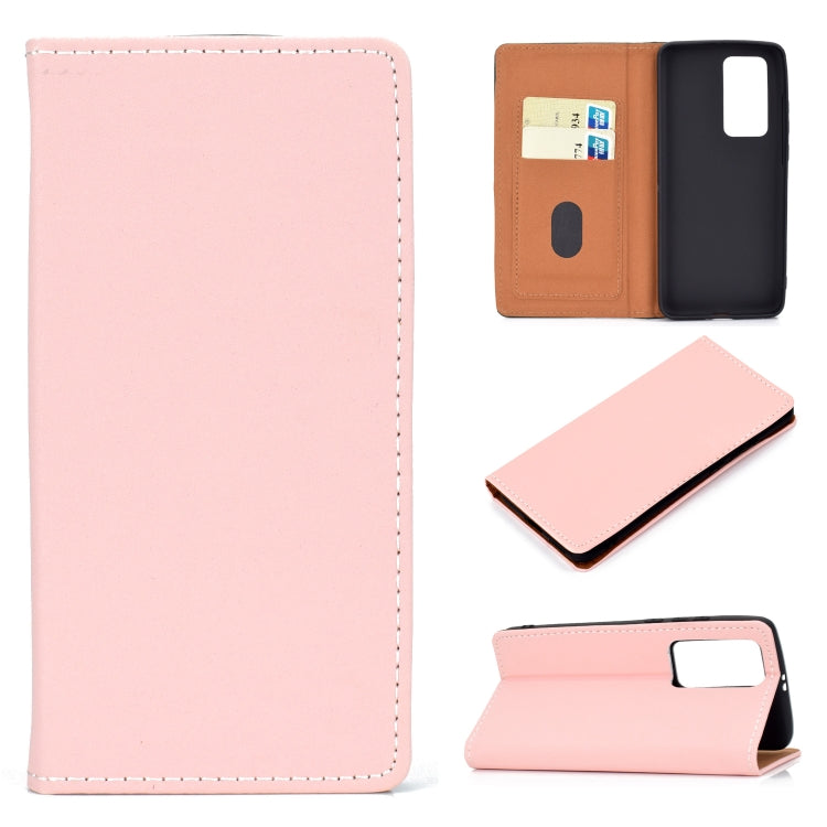For Huawei P40 Pro Solid Color Frosted Magnetic Horizontal Flip Leather Case with Card Slots & Holder