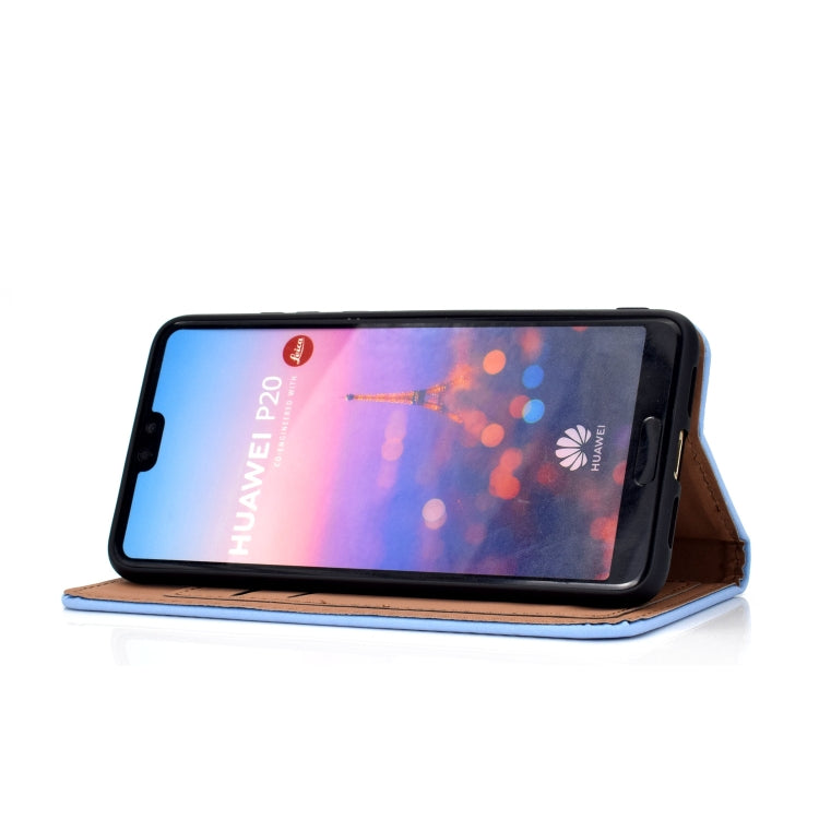 For Huawei P20 Solid Color Frosted Magnetic Horizontal Flip Leather Case with Card Slots & Holder