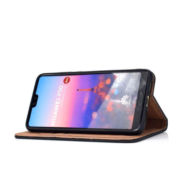 For Huawei P20 Lite Solid Color Frosted Magnetic Horizontal Flip Leather Case with Card Slots & Holder