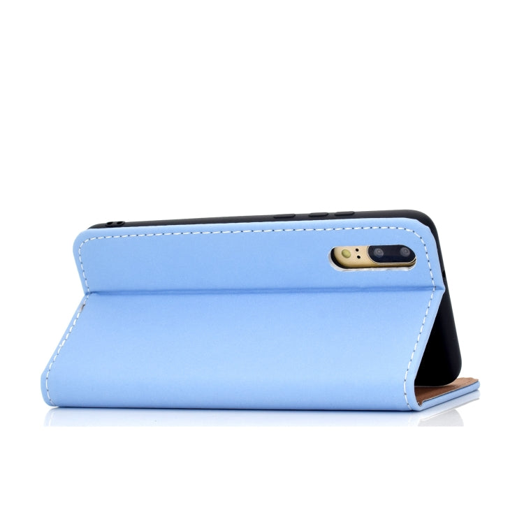 For Huawei P20 Lite Solid Color Frosted Magnetic Horizontal Flip Leather Case with Card Slots & Holder