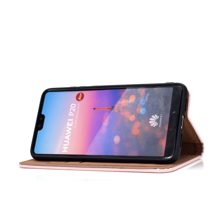 For Huawei P20 Lite Solid Color Frosted Magnetic Horizontal Flip Leather Case with Card Slots & Holder