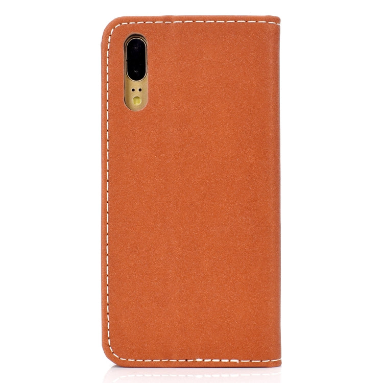 For Huawei P20 Lite Solid Color Frosted Magnetic Horizontal Flip Leather Case with Card Slots & Holder