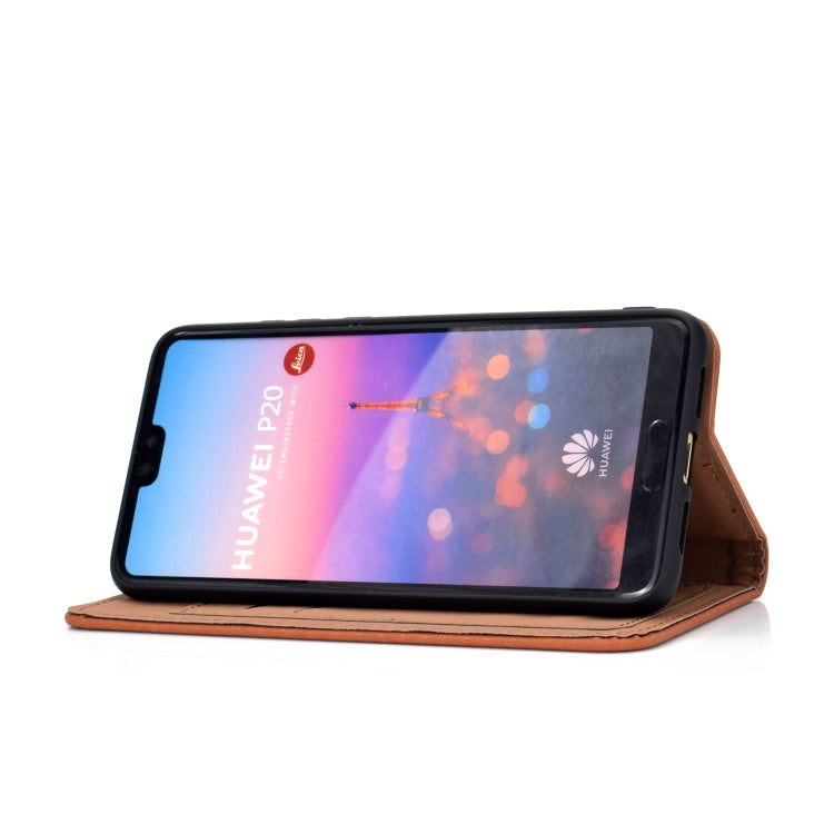 For Huawei P20 Lite Solid Color Frosted Magnetic Horizontal Flip Leather Case with Card Slots & Holder